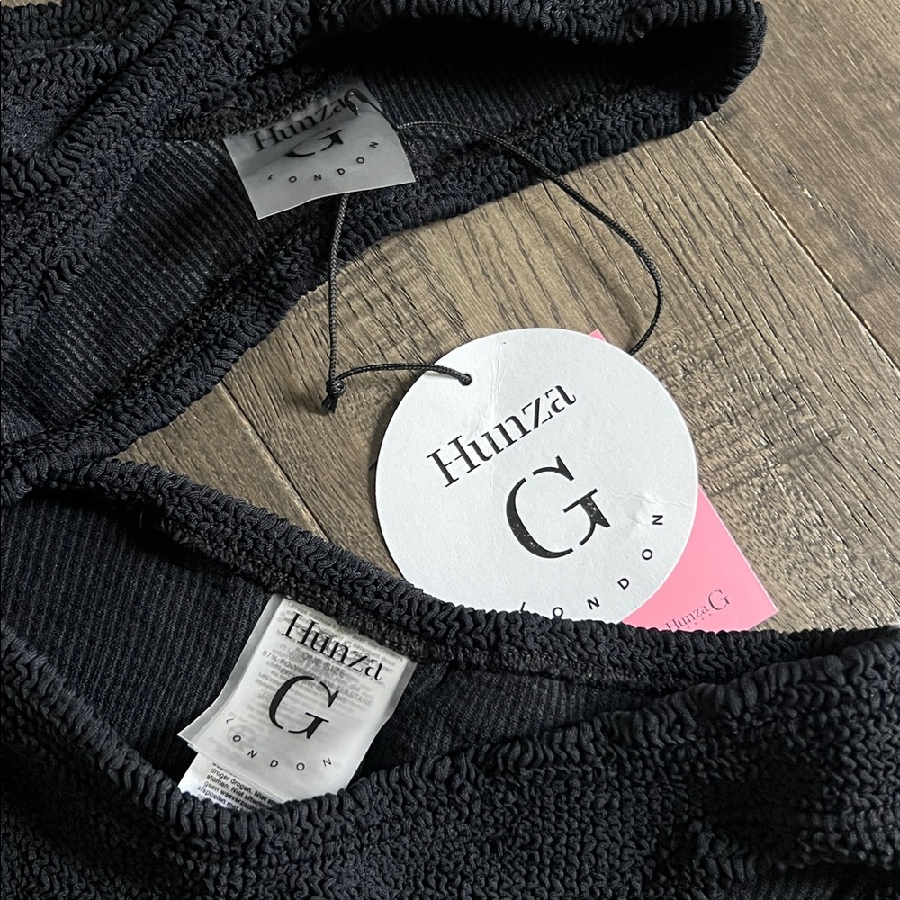 Hunza G Bonnie 2pc Bikini Set Black Swimwear OS NWT 255$ - Picture 10 of 12